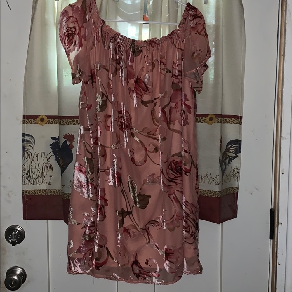 Pink Floral Velvet Textured Top